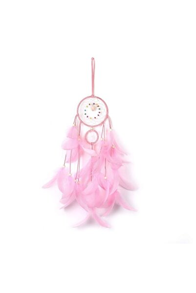 Generic Feather Crafts Pink Dream Catcher Wind Chimes Handmade Dreamcatcher N...