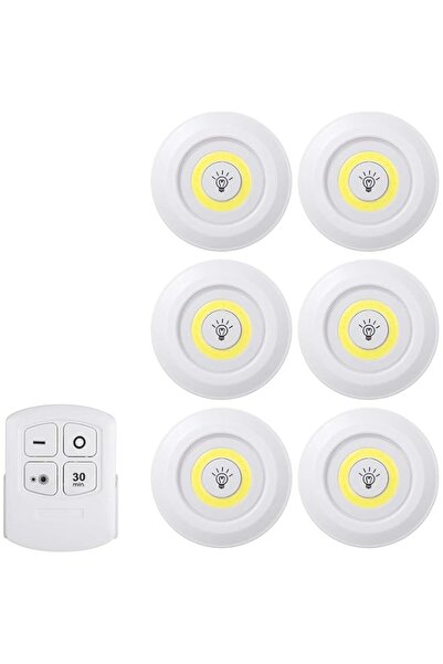 Generic 4.5v 1W COB LED Puck Light 6 Pack with Remote Controller Brightness A...