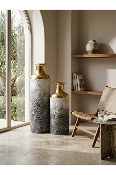 city gold 2’Li Metal Vazo Dekoratif 65-50cm