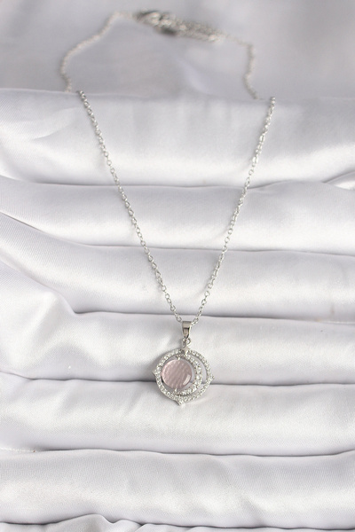 online kapsulavm avm alışveriş 316L Steel Silver Color Zircon Stone Pink Pear...