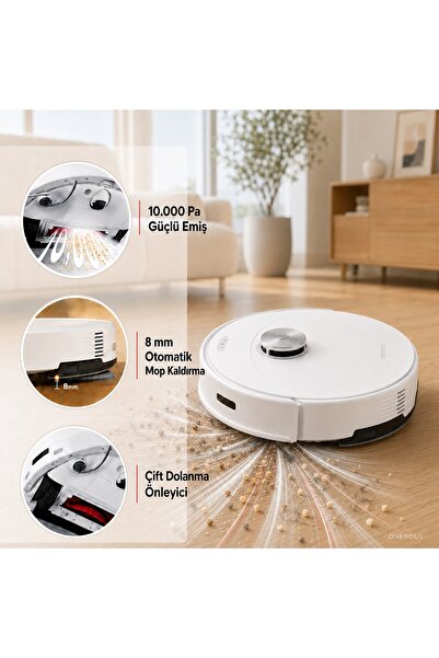 Xiaomi ROBOROCK Islak ve Kuru Temizlik Akıllı Robot Süpürge, 10.000PA Güçlü E...
