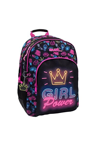 MUST Ghiozdan Girl power,32x18x43cm, 3 compartimente, clasele 1-4