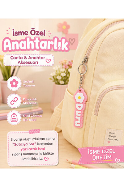 Genel Markalar İsme Özel Çiçekli Anahtarlık | Okul Çantası Kreş Çantası Süsü ...