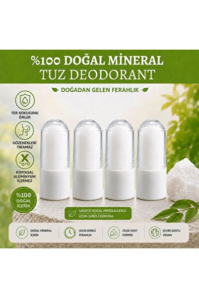 edogalmarket Doğal Kristal Tuz İçeren Roll-on Stick 60gr (Tuz Taşı) 4'lü