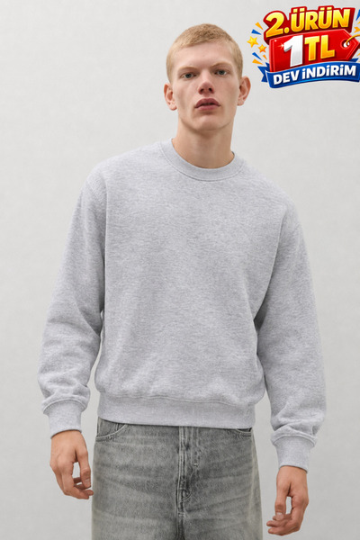 DAMGA JEANS Men's 100% Cotton Comfortable Gray Winter Sweatshirt