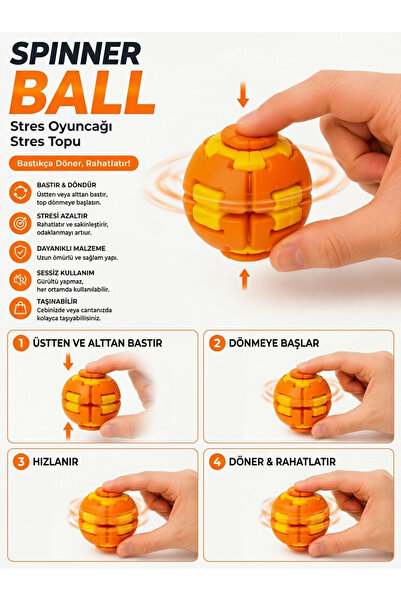 a v d a Spin Ball Stres Topu – Bastırınca Dönen Stres Oyuncağı ( RENKLER KARI...