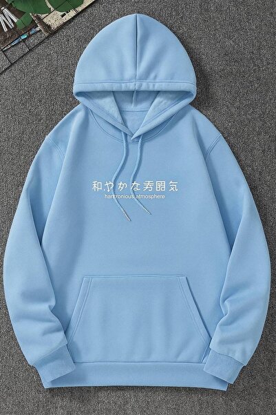 JANTIL MODA Unisex Oversize 3 Thread Yarn Kangaroo Pocket Hooded Sweatshirt w...