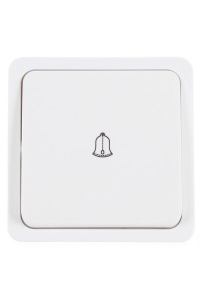 OEM Hoff Mini push-button switch with bell symbol, exposed, 10A, white