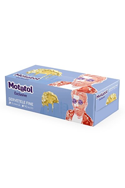 OEM Mototol facial tissues, white, 3 layers, various designs, 21 x 20.5 cm, 9...