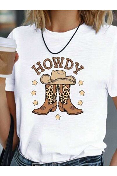 k222 Howdy Cowboy Boots Illustration Women's Comfit T-Shirt