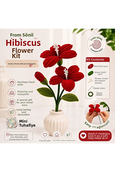Minii Tuhafiye DIY Chenille Hibiscus Flower Making Kit – Decorative Handmade ...