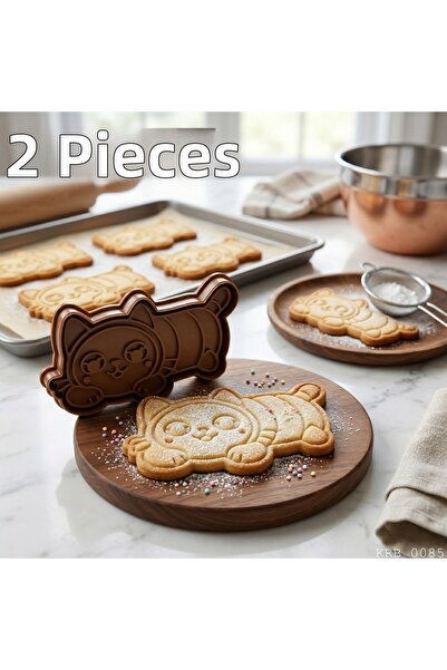 EGATOPTAN 2Li Cute Lying Cat Dough Shaper Cookie Mold Play Dough Mold 7 cm