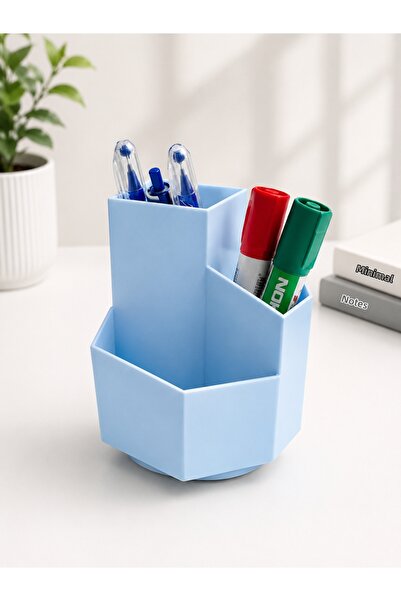 ARVALE 360 Degree Rotatable 3 Compartment Toothbrush Holder Pen Holder Makeup...