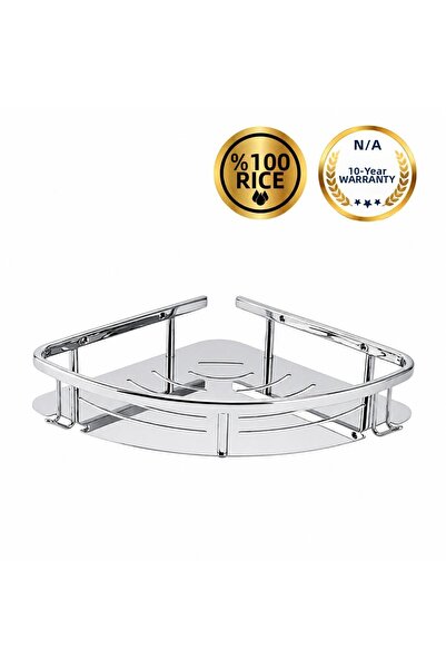 OSSO BANYO Karina Series Brass Chrome Corner Bathroom Shelf Shampoo Holder Si...