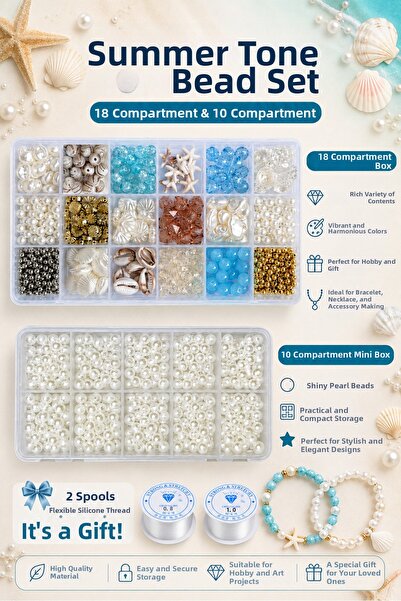 By MO Accessories New Season Summer Themed Pearl Bead Box with Beads and Colo...