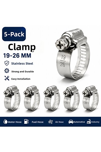 TORK 5 Pieces of Steel Hose Clamps 19-26 mm