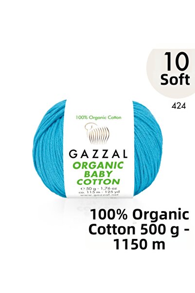 Gazzal Bumbac organic pentru bebeluși 424 Fire de tricotat manual certificate...