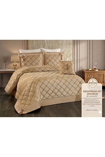 baladı home ev tekstil home collection طقم غطاء سرير مخملي فاخر مزدوج من جولب...
