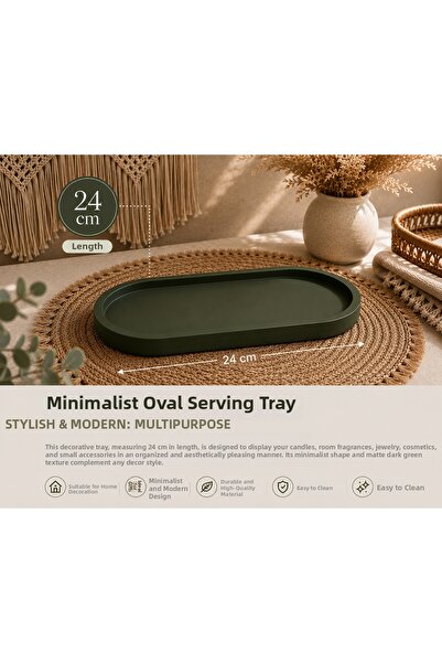 VANTES 24 cm Minimalist Oval Tray – Modern Decorative Presentation Tray