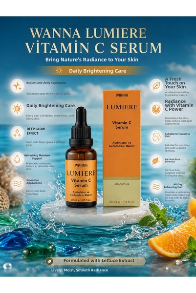 WANNA Lumiere Vitamin C Serum 30 ml – Brightening, Moisturizing, and Revitalizing Skin Care Serum (Liposomal Vitamin C, Hyaluronic Acid, Ferulic Acid)