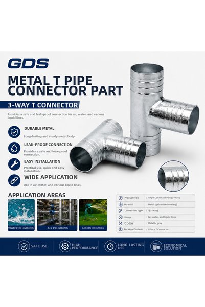 GENERAL Gds 16 mm Metal t Pipe Fitting 3 Way Hose Attachment