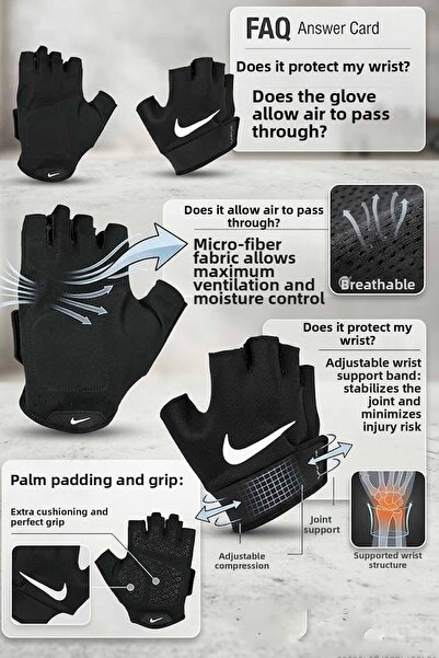 Nike Black Fitness and Weight Gloves - Professional Athlete Gloves)