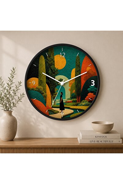 Defkay Ceas de perete din lemn, lucrat manual, colorat, cu design modern și m...