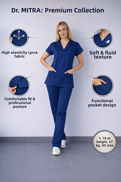 Dr. Mitra Indigo Light Navy Blue L ελαστικό ύφασμα Στολή Νοσοκόμας-Γιατρού Un...