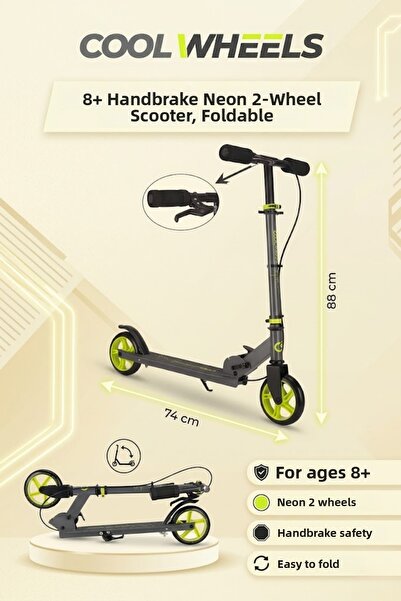 Cool Wheels سكوتر آمن للأطفال بعجلتين قابل للطي - نظام أمان مع فرامل يدوية، ط...