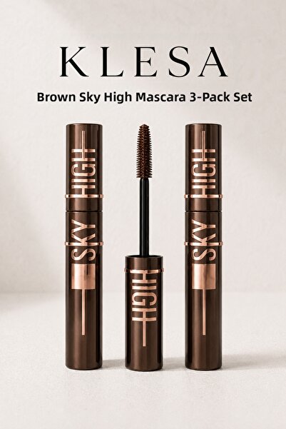 KLESA Brown Mascara Rimel Set of 3 Volumizing Long-Looking Eyelashes