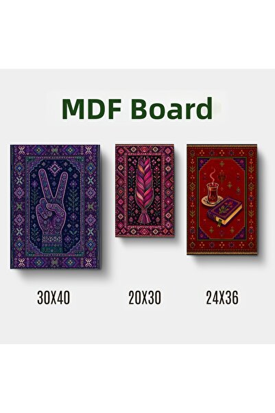 ZERYA Carpet Rug Hair Weave Design with Victory Sign and Book Motif Wall Deco...