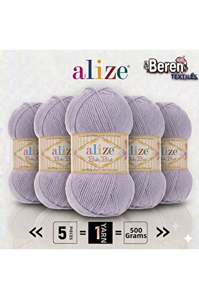 Alize Baby Best - 682 Lavender - 5-Pack - 100Gr/240M - Baby Yarn - Anti Pilli...