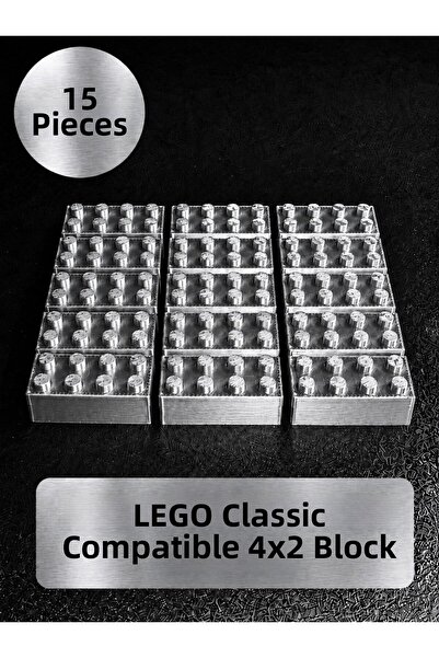 OyuncaklarÜlkesi Lego Compatible Classic 15 Pieces Silver Shiny Silver Color ...