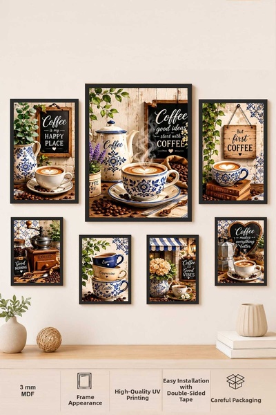 UNT Set de masă din MDF Blue Tile Coffee Corner, 7 piese |   Coffee Corner De...