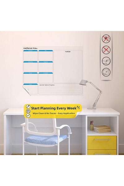 Tutunabilir Kağıt Transparent Weekly Write-Off Wall Planner with Static Cling...