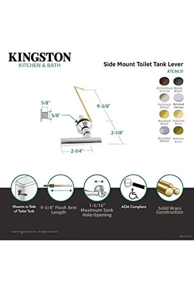 Yıldızan Nzr Beautestore Ktcmls7 Side Mount Toilet Tank Lever, Brushed Brass ...