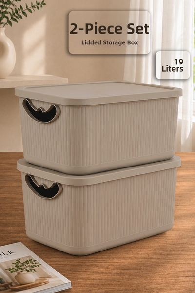 Meleni Home 2-Piece Storage Box with Lid - Multi-Purpose Decorative Organizer...