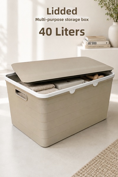 Meleni Home 40Lt Decorative Storage Box - Bathroom Kitchen Organizer with Lid...