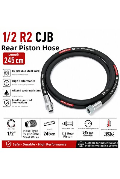 GDS 1/2 R2 245 cm Cjb Rear Piston Hose 5/8 Thread Size Ready Pressed