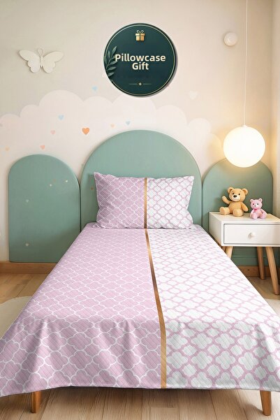 Evimde Bambaşka Powder Geometric Young Room Single Pique Set - White Modern 1...