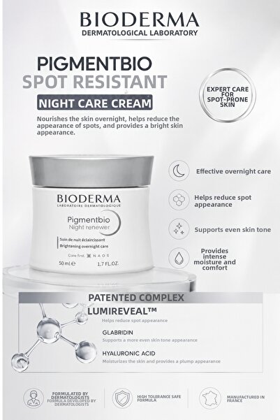 Bioderma Pigmentbio Night Renewer 50 ml – Brightening, Moisturizing Care Agai...