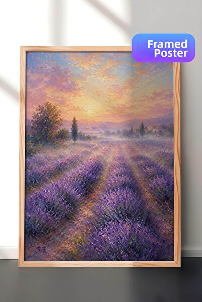 Zestia Pictură murală inspirată de Monet cu câmpuri de lavandă, peisaj impres...