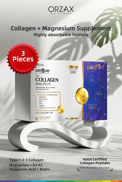 DAY2DAY Collagen Mag Plus 9700 Mg Collagen + Magnesium + D3 K2 + Biotin 30 Sa...
