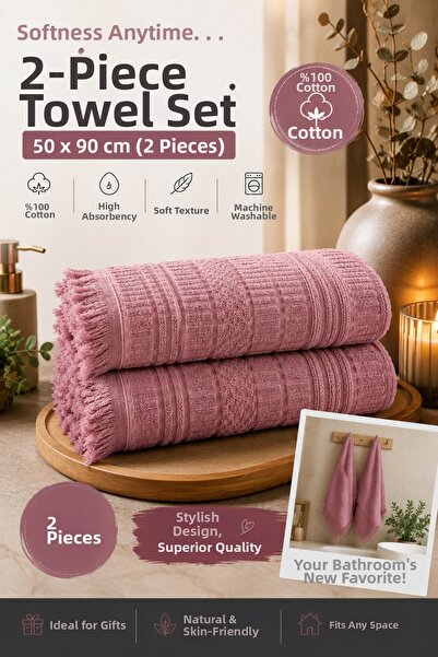 Vivesta Home 2-Piece Face Towel Set 50X90 cm Cotton Hand Towels with Tassels ...