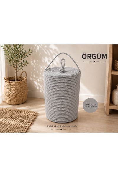 ÖRGÜM Θήκη για τσάντες 33x22 εκ. Καλάθι οργάνωσης με όψη ψάθας