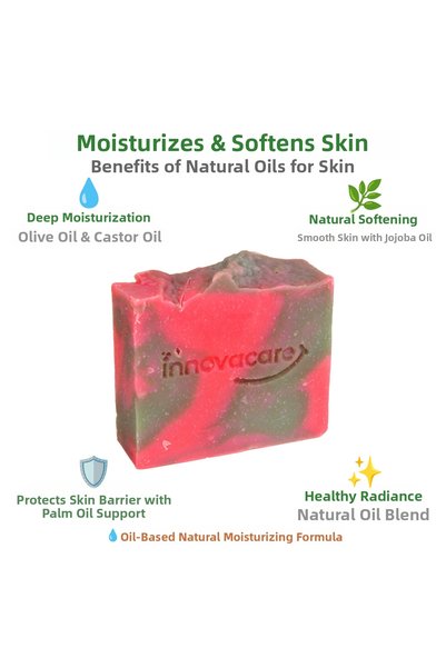 INNOVACARE Real Rose Petal Handmade Natural Soap - Olive Oil Moisturizing Skin Care Soap, Perfumed, 120g