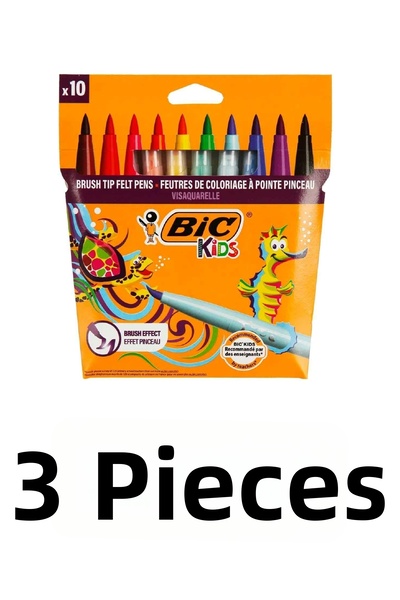 Bic 3 Visa Felt-Tip Paint Markers with 10 Brush Tips
