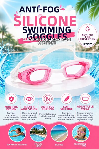 hak-iş oyuncak Antifog Boxed Silicone Swimming Goggles – Pink