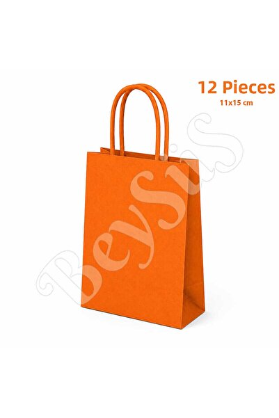 BeySüS 11X15 cm Gift Paper Bag Orange 12 Pieces