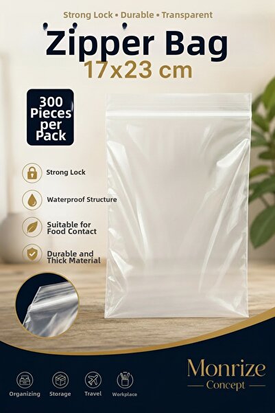 Monrize Concept 17X23 cm Ziplock Bags 300 Pack |   Transparent Ziplock Bag | ...
